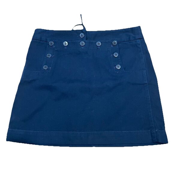 J. Crew Classic Twill Chino Sailor Skirt Size 6 Navy Blue Nautical Minimalist - Picture 1 of 5
